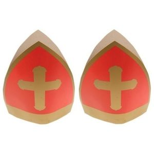 2x Sinterklaas kinder mijter van karton