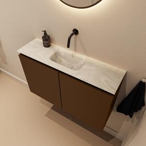 Toiletmeubel Mondiaz Ture Dlux | 80 cm | Meubelkleur Rust | Eden wastafel Ostra Midden | Zonder kraangat