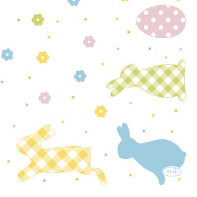Paas thema servetten Bunnies and Eggs - 20x - pasen print - 24 x 24 cm - feestservetten - Paasontbij