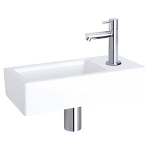 Differnz Ravo fonteinset keramiek - kraan recht - 38.5 x 18.5 x 9 cm - chroom