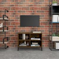 Tv-meubel met metalen poten 69,5x30x50 cm gerookt eikenkleurig