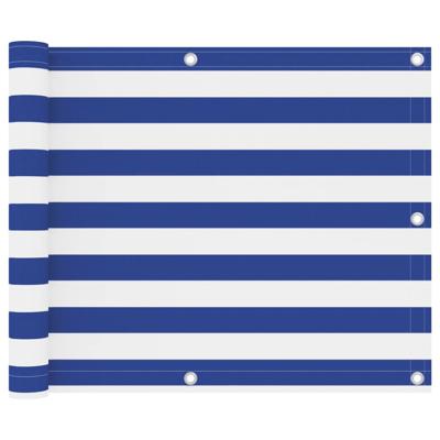 VidaXL Balkonscherm 75x400 cm oxford stof wit en blauw