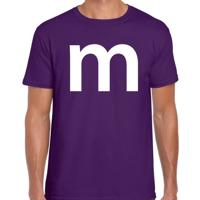 Letter M verkleed Carnaval t-shirt - paars - voor heren - M en M carnavalskleding - groepjes