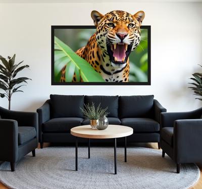 Luipaard in een frame sticker met visuele effecten