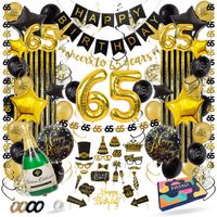 Fissaly® 65 Jaar Verjaardag Decoratie Versiering - Ballonnen – Helium, Latex & Confetti Ballonnen - Zwart en Goud - thumbnail