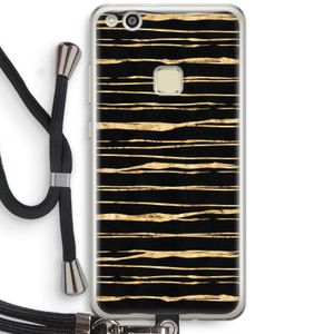 Gouden strepen: Huawei Ascend P10 Lite Transparant Hoesje met koord