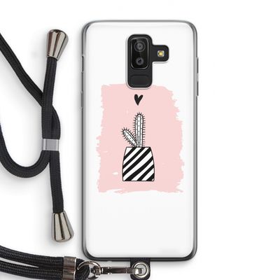 Zwart-wit cactus: Samsung Galaxy J8 (2018) Transparant Hoesje met koord