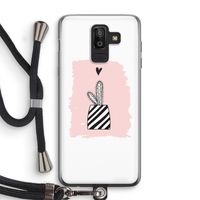 Zwart-wit cactus: Samsung Galaxy J8 (2018) Transparant Hoesje met koord Zwart-wit cactus: Samsung Galaxy J8 (2018) Transparant Hoesje met koord
