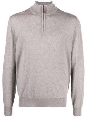 Canali pull en mérinos à détails de zips - Marron