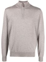 Canali pull en mérinos à détails de zips - Marron