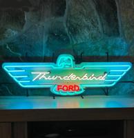 Ford Thunderbird Logo Neon Verlichting 101 x 34 cm - Turquoise, Wit, Rood