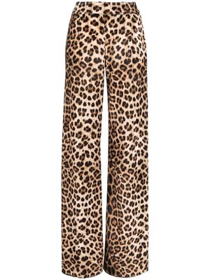 Philipp Plein pantalon évasé à imprimé léopard - Marron