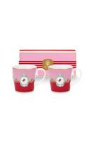 Pip Studio Set/2 Mokken Groot Love Birds Medallion Rood-Roze