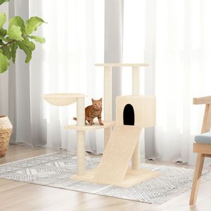 Kattenmeubel met sisal krabpalen 82 cm crmekleurig