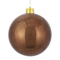 House of Seasons grote kerstbal - kastanje bruin - D25 cm - kunststof - thumbnail