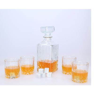 Whisky/water karaf cadeau set - 900 ml - incl. 4 glazen en koelstenen