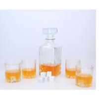 Whisky/water karaf cadeau set - 900 ml - incl. 4 glazen en koelstenen