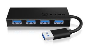 ICY BOX IB-AC6104-B 4 ports USB 3.0 hub zwart