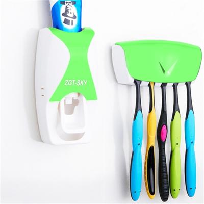 Automatische Tandpasta Dispenser Set met 5 tandenborstel houder (groen)
