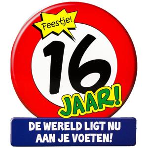 Stopbord wenskaart - 16 jaar - sweet sixteen - 16 x 14 cm - verjaardagskaart - 16e