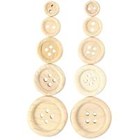 Hobby knopen - 440x st - diverse maten - hout - Ongelakte decoratie knoopjes