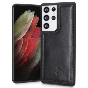 NorthLife - Samsung Galaxy S21 Ultra - Backcover hoesje Echt Leer - Zwart