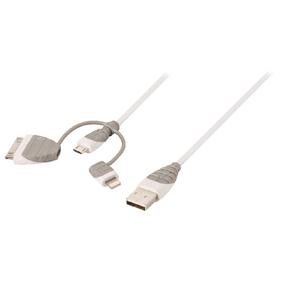 Bandridge 3-in-1 Data en Oplaadkabel USB A Male naar Micro-B Male 1 m Wit | 1 stuks - BBM39410W10 BBM39410W10