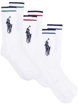 Polo Ralph Lauren lot de trois paires de chaussettes à logo brodé - Blanc