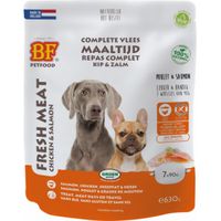 BF Petfood Vleesvoeding kip met zalm hondenvoer (portieverpakkingen) 2 x 630 g - thumbnail