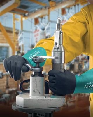Ansell Chemicaliënhandschoen | maat 9 flesgroen/antracietgrijs | EN 388, EN 374, EN 1149 | PSA-categorie III | 6 paar - 58-535W-9 58-535W-9