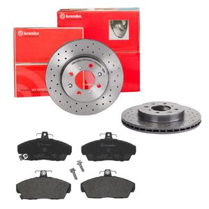 Remmenset, remschijf BREMBO, Remschijftype: Geperforeerd / Geventileerd, Inbouwplaats: Vooras, u.a. für Rover, Honda, MG