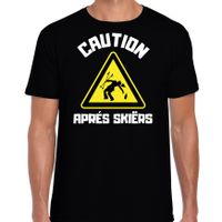 Wintersport verkleed t-shirt voor heren - apres ski waarschuwing - zwart - winter outfit - thumbnail