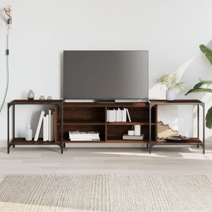 Tv-meubel 203x37x50 cm bewerkt hout bruineikenkleurig