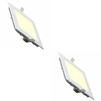 LED Downlight Slim 2 Pack - Inbouw Vierkant 12W - Warm Wit 2700K - Mat Wit Aluminium - 170mm