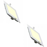 LED Downlight Slim 2 Pack - Inbouw Vierkant 12W - Warm Wit 2700K - Mat Wit Aluminium - 170mm