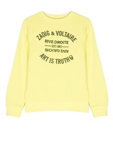 Zadig & Voltaire Kids sweat en coton à logo imprimé - Jaune