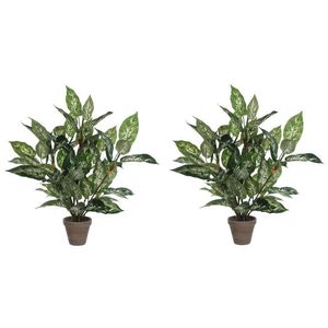 2x Groene Dieffenbachia kunstplanten 70 cm in pot