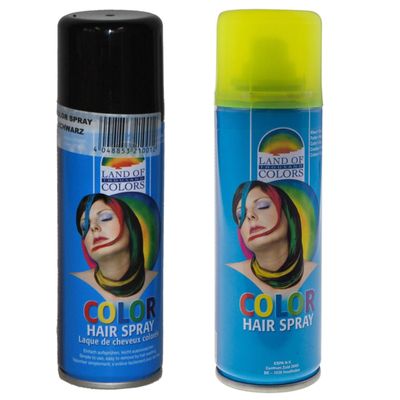 Set van 2x kleuren haarverf/haarspray van 111 ml - Zwart en Geel