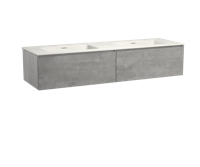 Storke Edge zwevend badmeubel 170 x 52 cm beton donkergrijs met Mata dubbele wastafel in mat witte solid surface