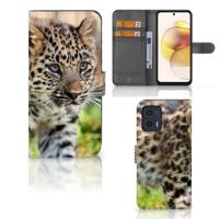 Motorola Moto G73 | Telefoonhoesje | Met pasjeshouder | Baby Luipaard