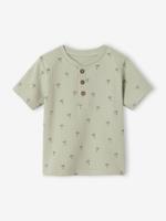 T-shirt met palmenmotief, honingraat gebreid, baby groengrijs