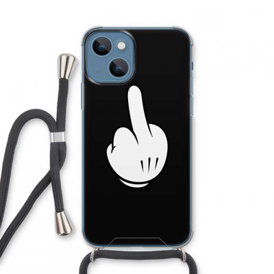 Middle finger black: iPhone 13 mini Transparant Hoesje met koord