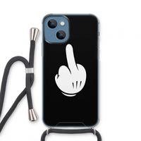 Middle finger black: iPhone 13 mini Transparant Hoesje met koord