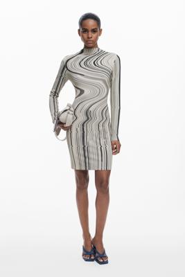 Jurk met golvende strepen - WHITE - XL