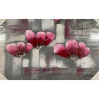 Canvas Schilderij Flowers grijs roze