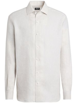 Zegna chemise en lin à manches longues - Blanc