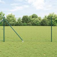 VidaXL Hek met paal groen 1,4 x 10 m staal en pvc