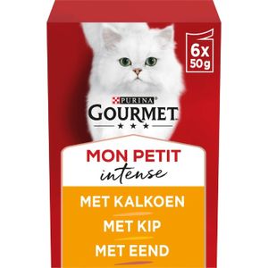 GOURMET Mon Petit Intense gevogelte met Eend, Kip, Kalkoen kattenvoer nat 6x50gr
