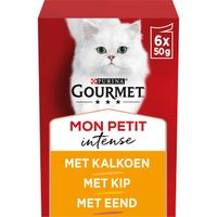 GOURMET Mon Petit Intense gevogelte met Eend, Kip, Kalkoen kattenvoer nat 6x50gr