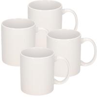 4x stuks Onbedrukte koffie mokken - 300 ml - wit - blanco koffie drinkmokken